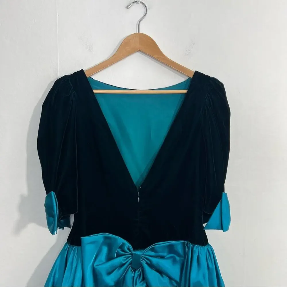 Vintage Dessy Creations Velvet Satin Bubble Skirt Gown Dress Size Medium